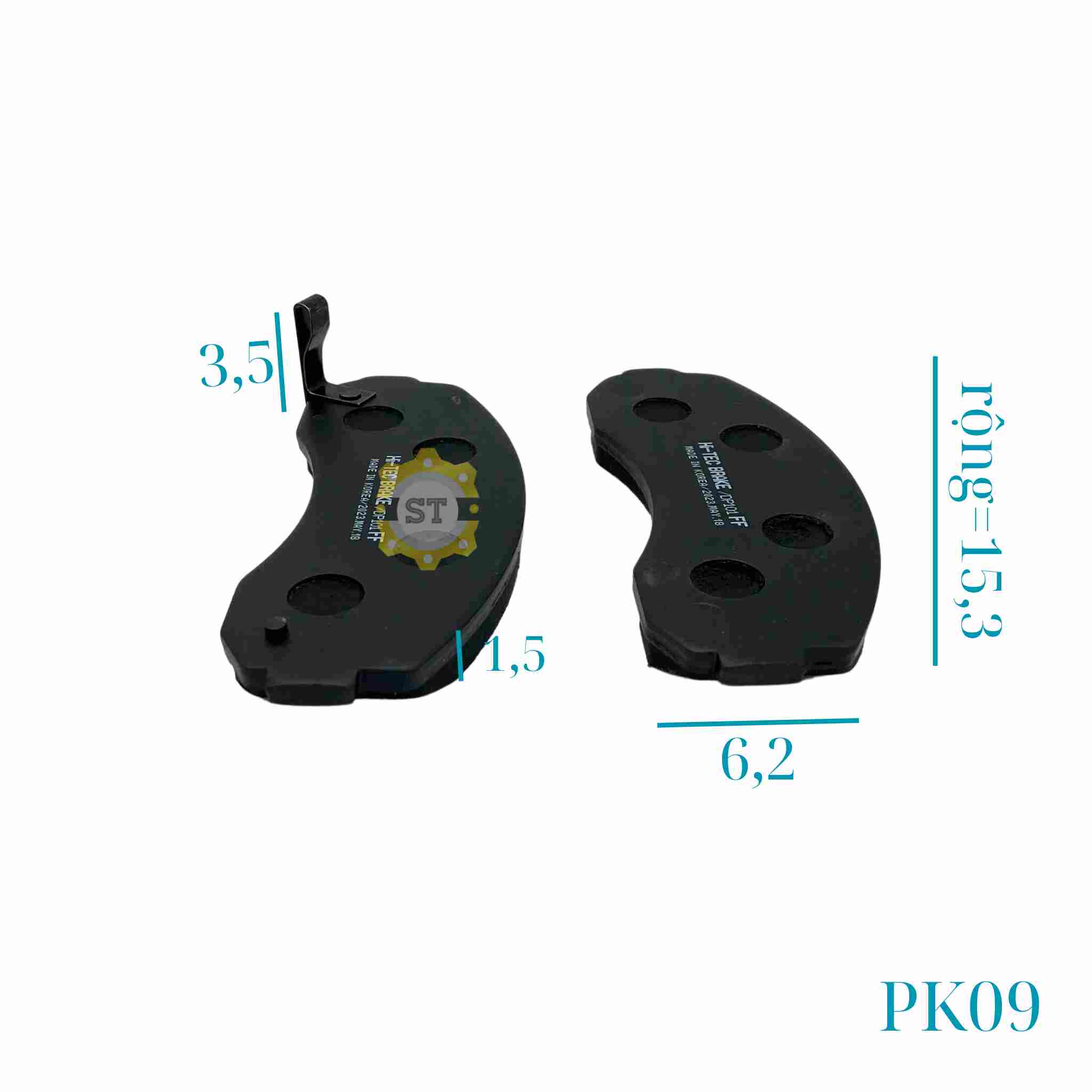 Má phanh KIA 1t25 TR - PK09 - 1056 PK09 9 Má phanh KIA 1t25 TR - PK09 - 1056 PK09 - Ảnh 9